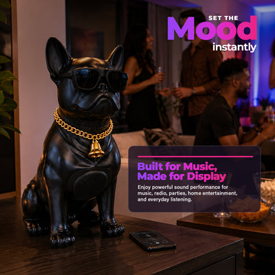 Max Power Bulldog Bluetooth Speaker, Large Wireless Novelty Party Stereo, Black