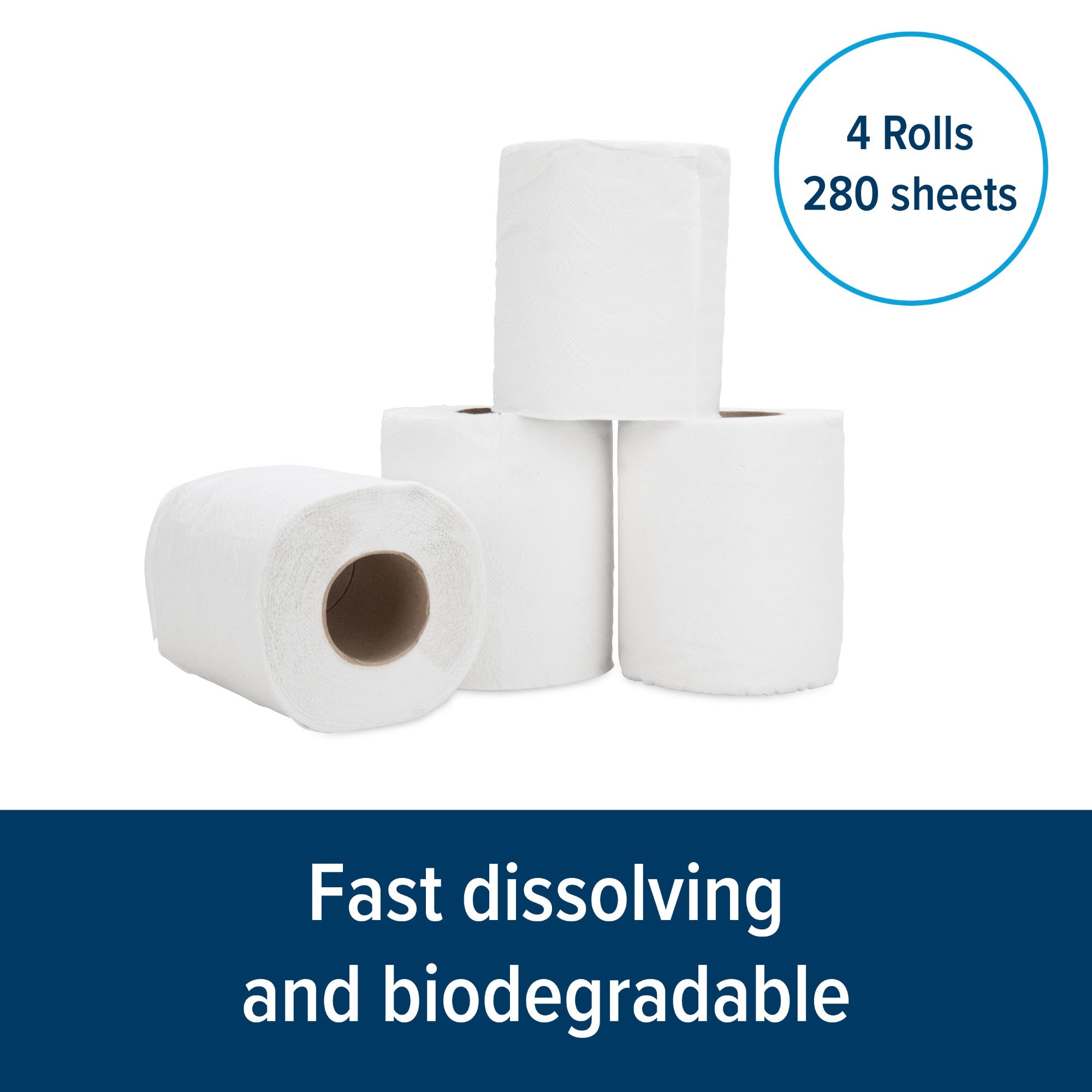 Camco TST 1-Ply Toilet Paper, 4 Individual Roll, 280 Flushable Tissue Sheets