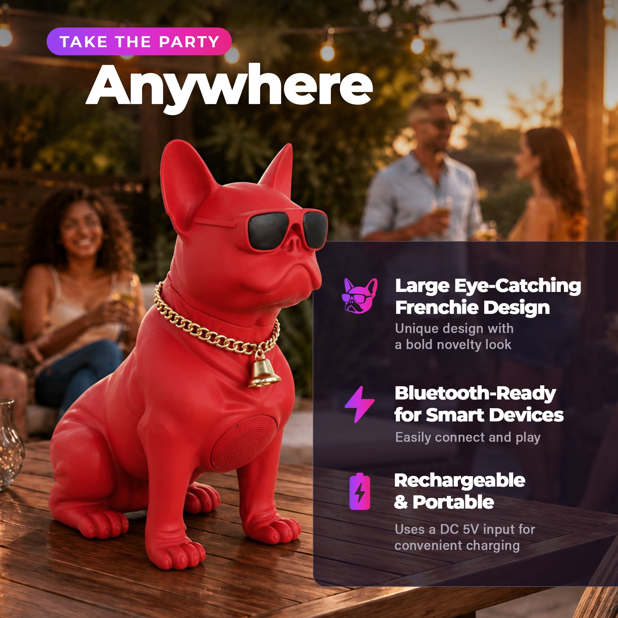 Max Power Bulldog Bluetooth Speaker, Wireless Novelty Party Stereo (Open Box)