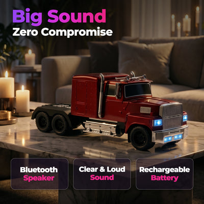 Max Power Semi Truck Bluetooth Speaker, Wireless Big Rig Vehicle Stereo, Red - VMInnovations