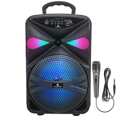 Max Power MPD827 Karaoke Bluetooth Speaker with 8" Woofer, Mic and Carry Handle - VMInnovations