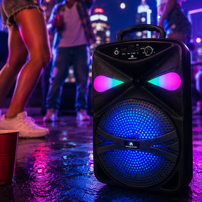 Max Power MPD827 Karaoke Bluetooth Speaker with 8" Woofer, Mic and Carry Handle