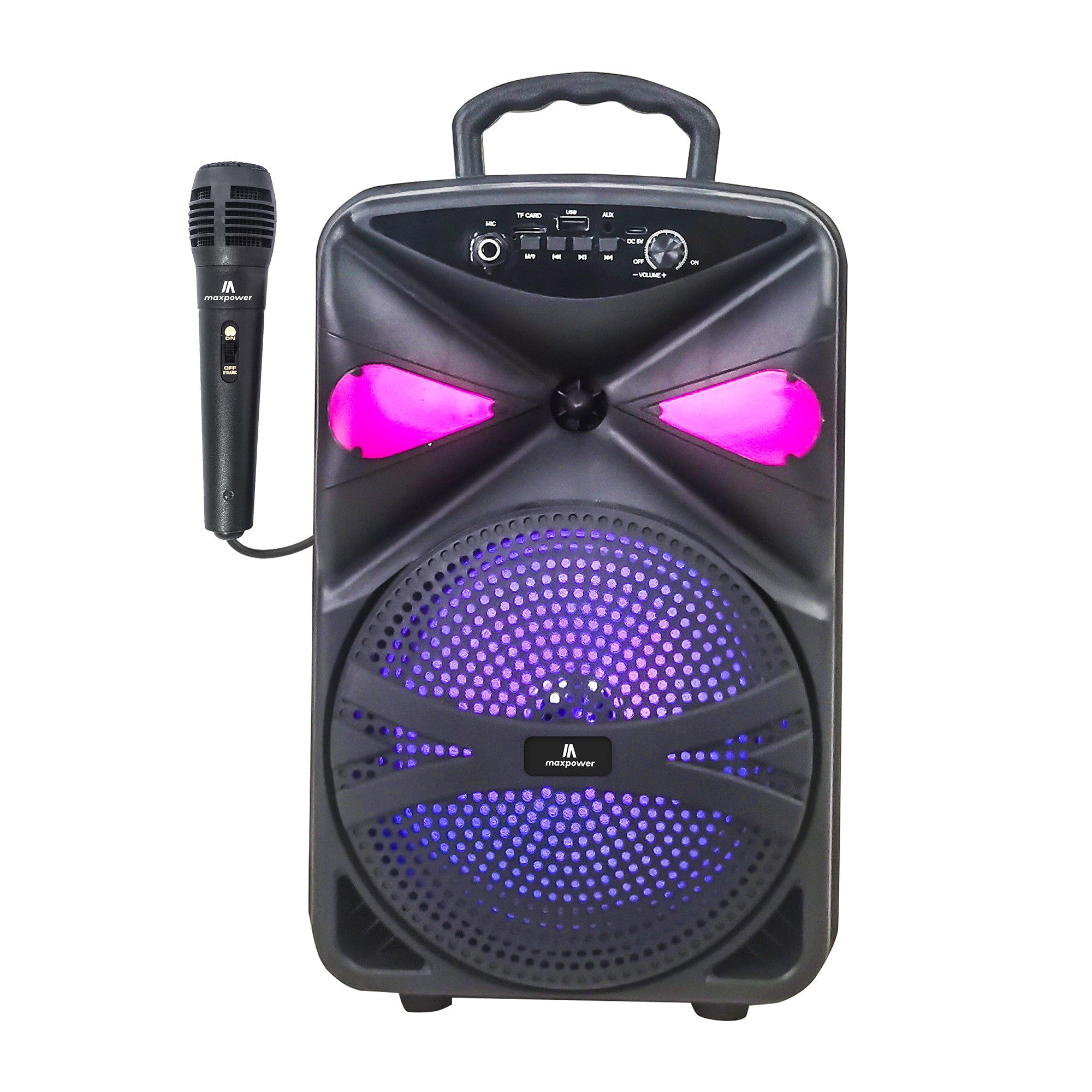 Max Power MPD827 Karaoke Bluetooth Speaker with 8" Woofer, Mic and Carry Handle