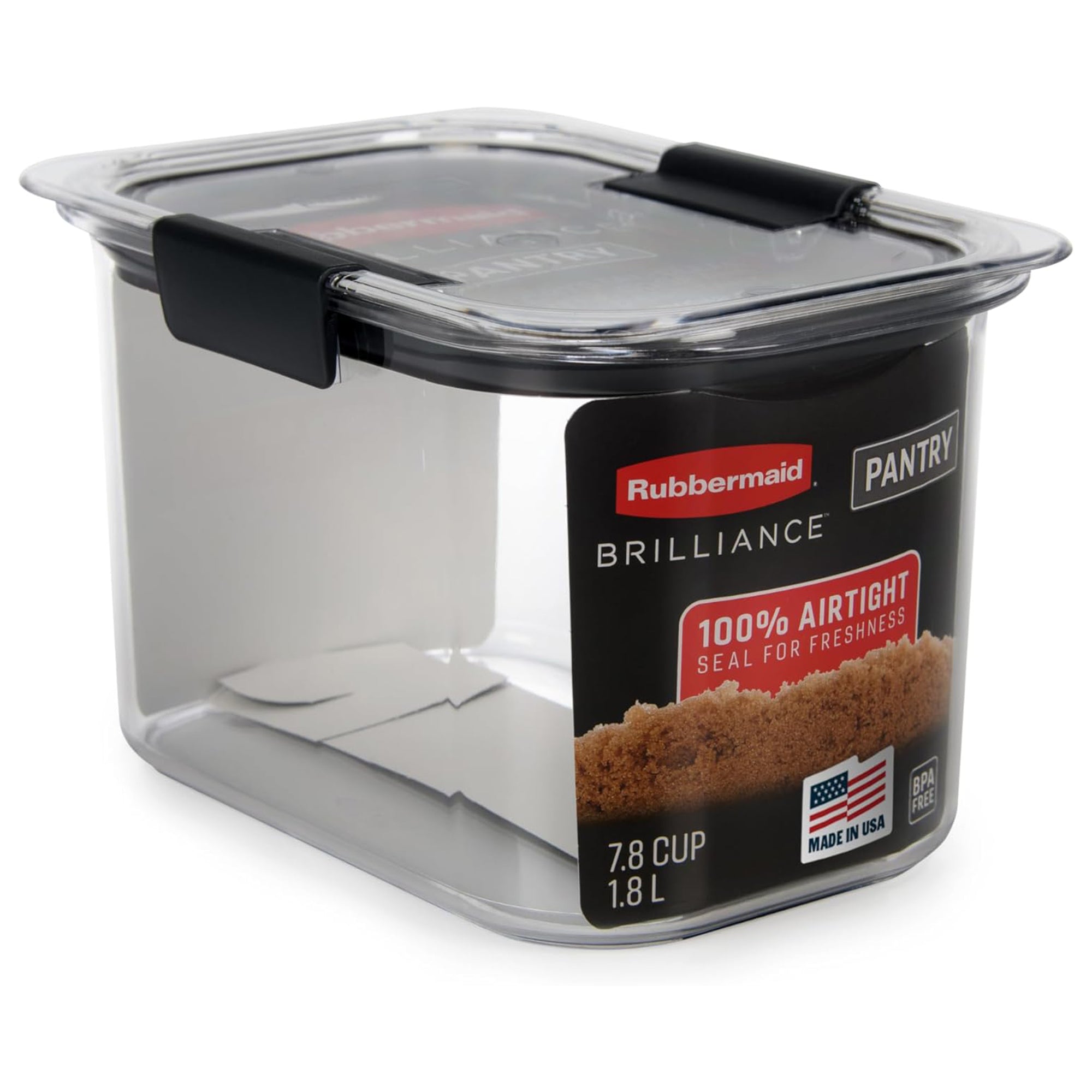 Rubbermaid Brilliance Pantry Airtight and BPA Free Food Storage Container, 7.8 Cup, Gray