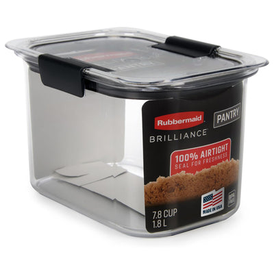 Rubbermaid Brilliance Pantry Airtight and BPA Free Food Storage Container, 7.8 Cup, Gray