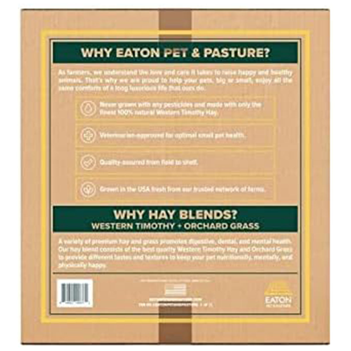 Eaton Pet & Pasture Western Timothy Hay Orchard Blend for Pets, 25 Lb Box (Used)