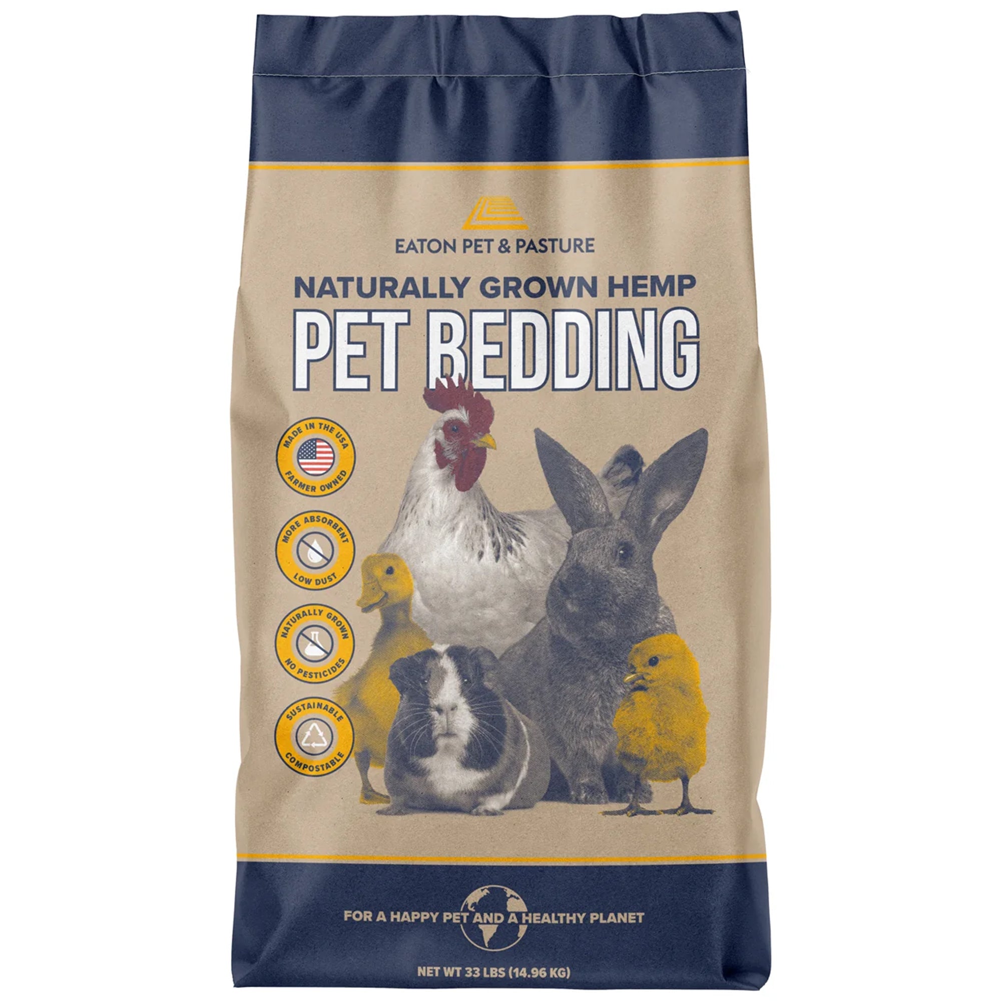 Eaton Pet and Pasture USA-Grown Hemp Bedding for Chickens & Rabbits, 8-Lb Bag (Open Box)