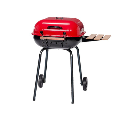 Americana The Swinger Portable Charcoal BBQ Grill with One Side Table, Red