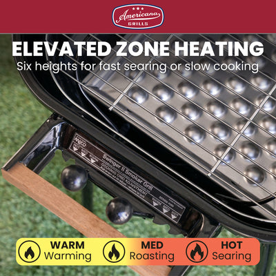 Americana The Swinger Portable Charcoal BBQ Grill with One Side Table, Red - VMInnovations