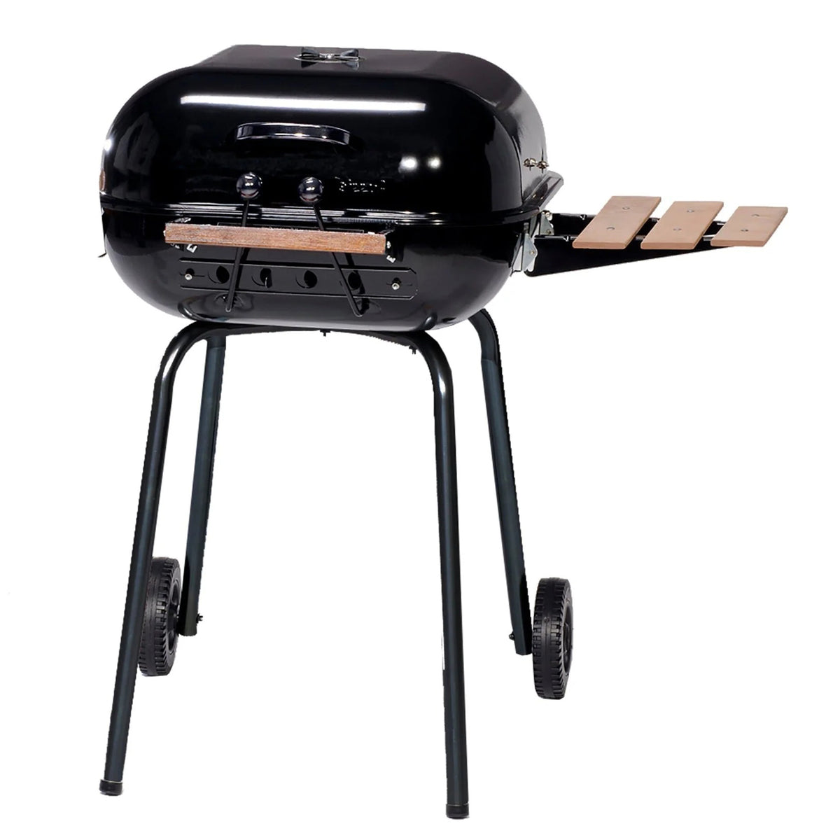 Americana The Swinger Portable Charcoal BBQ Grill w/ One Side Table, Black - VMInnovations