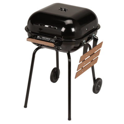 Americana The Swinger Portable Charcoal BBQ Grill w/ One Side Table, Black - VMInnovations