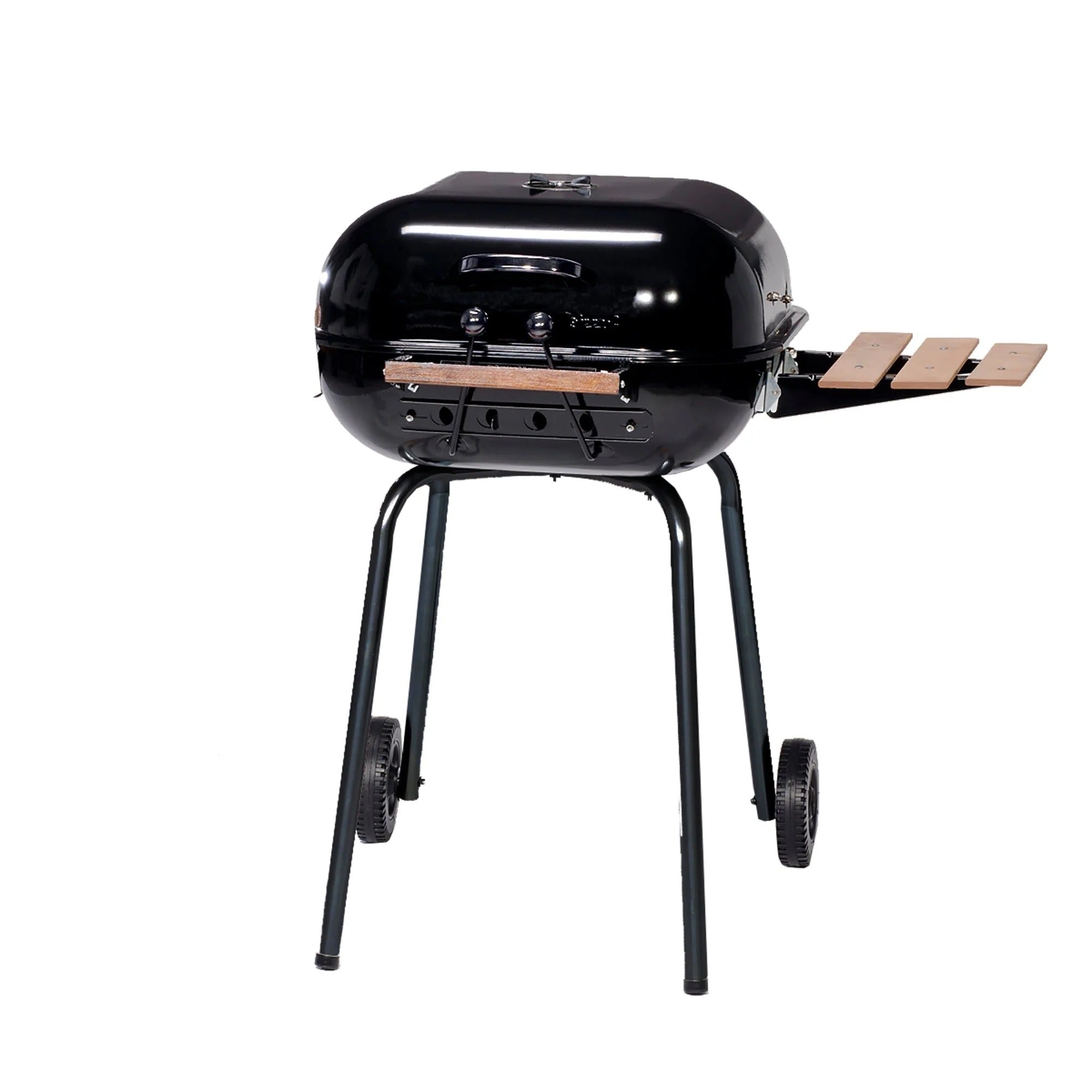 Americana The Swinger Portable Charcoal BBQ Grill w/ One Side Table, Black