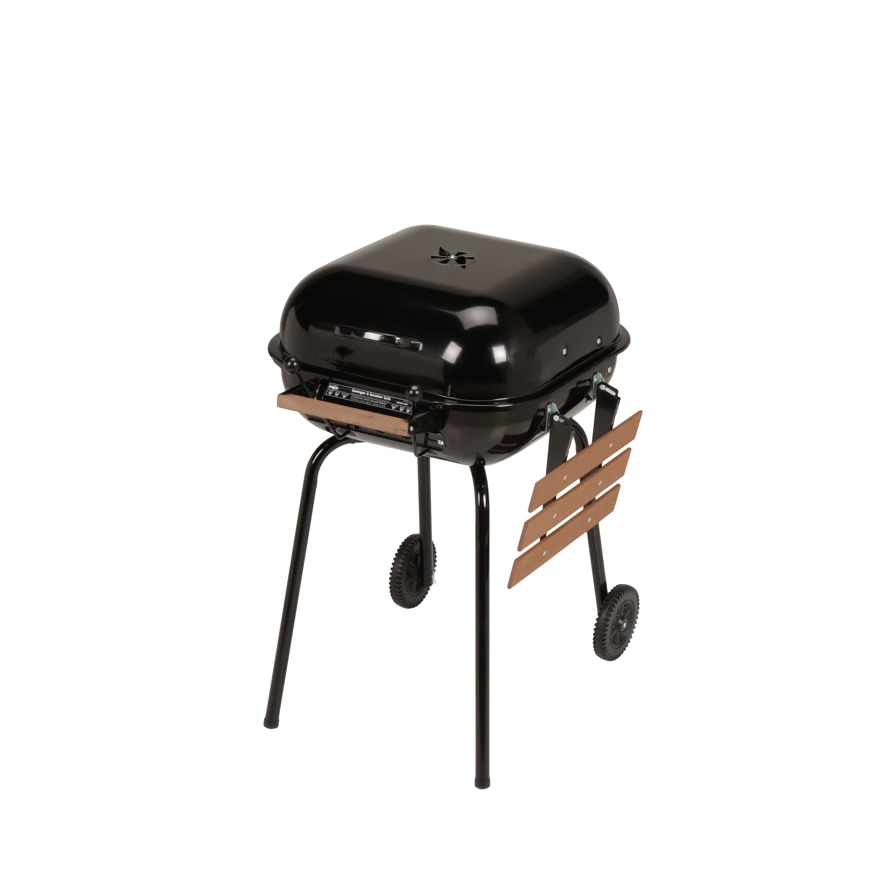 Americana The Swinger Portable Charcoal BBQ Grill w/ One Side Table, Black
