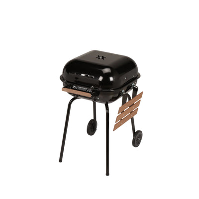 Americana The Swinger Portable Charcoal BBQ Grill w/ One Side Table, Black