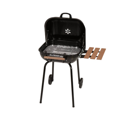Americana The Swinger Portable Charcoal BBQ Grill w/ One Side Table, Black