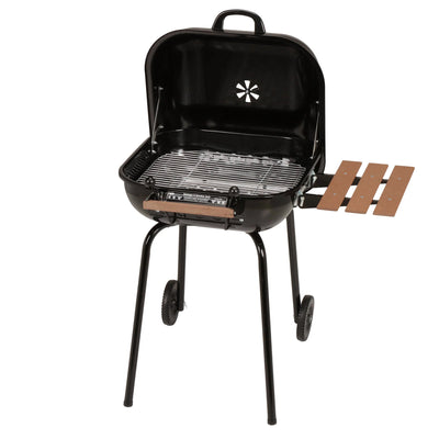 Americana The Swinger Portable Charcoal BBQ Grill w/ One Side Table, Black - VMInnovations