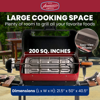 Americana 3-Zone Electric Tabletop BBQ Grill with Cart, Side Tables & Shelf - VMInnovations