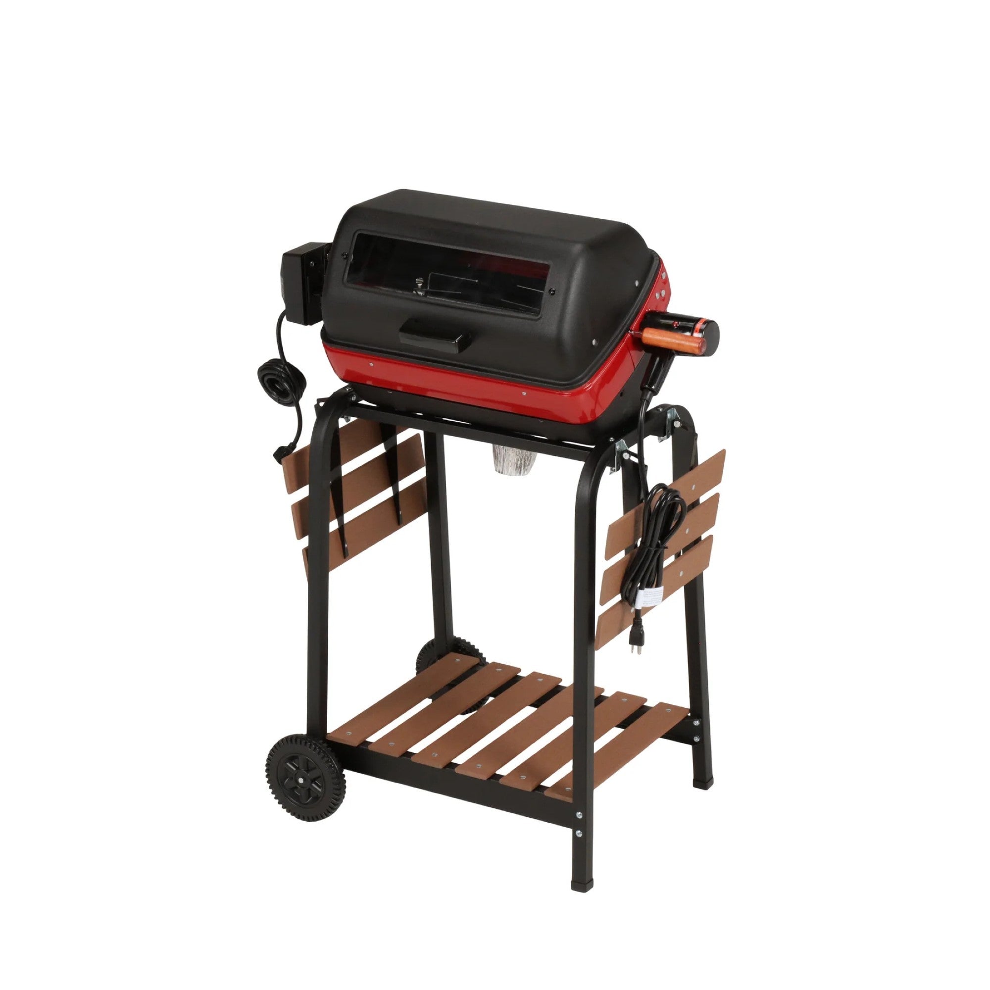 Americana 3-Zone Electric Tabletop BBQ Grill with Cart, Side Tables & Shelf