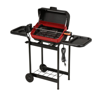 Americana 3-Zone Electric Tabletop BBQ Grill w/ Cart & Polymer Side Tables