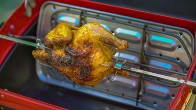 Americana 3-Zone Electric Tabletop BBQ Grill w/ Cart & Polymer Side Tables