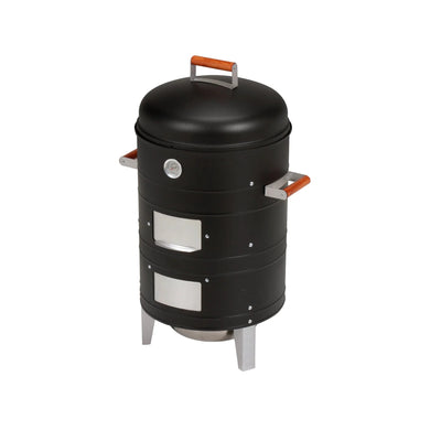 Americana Charcoal Water Smoker, Vertical Outdoor BBQ, 351 sq in, Black