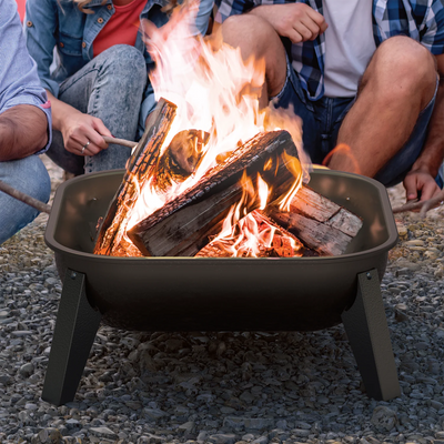 Americana Hang-A-Round Portable Steel Fire Pit for Outdoor and Camping, Bronze