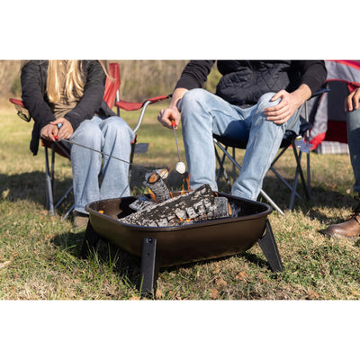 Americana Hang-A-Round Portable Steel Fire Pit for Outdoor and Camping, Bronze