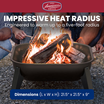 Americana Hang-A-Round Portable Steel Fire Pit for Outdoor and Camping, Bronze - VMInnovations