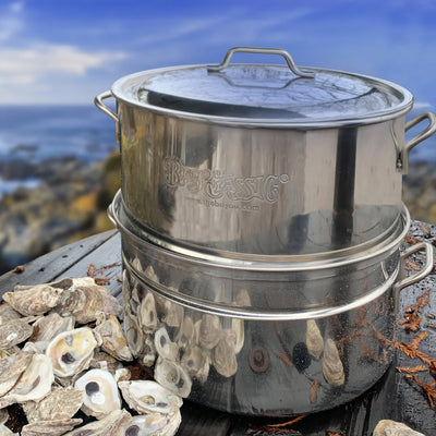 Bayou Classic Stainless Oyster Steamer, Large Seafood Vegetable Steaming Pot Lid