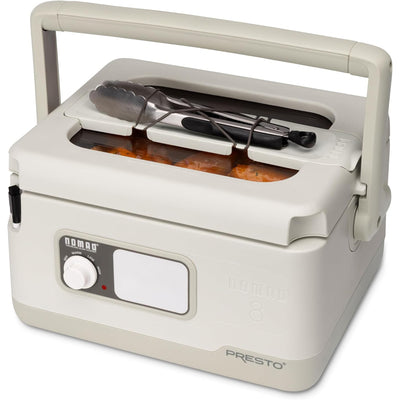Presto 06030 8 Quart Nomad Portable Electric Slow Cooker with Locking Lid, White