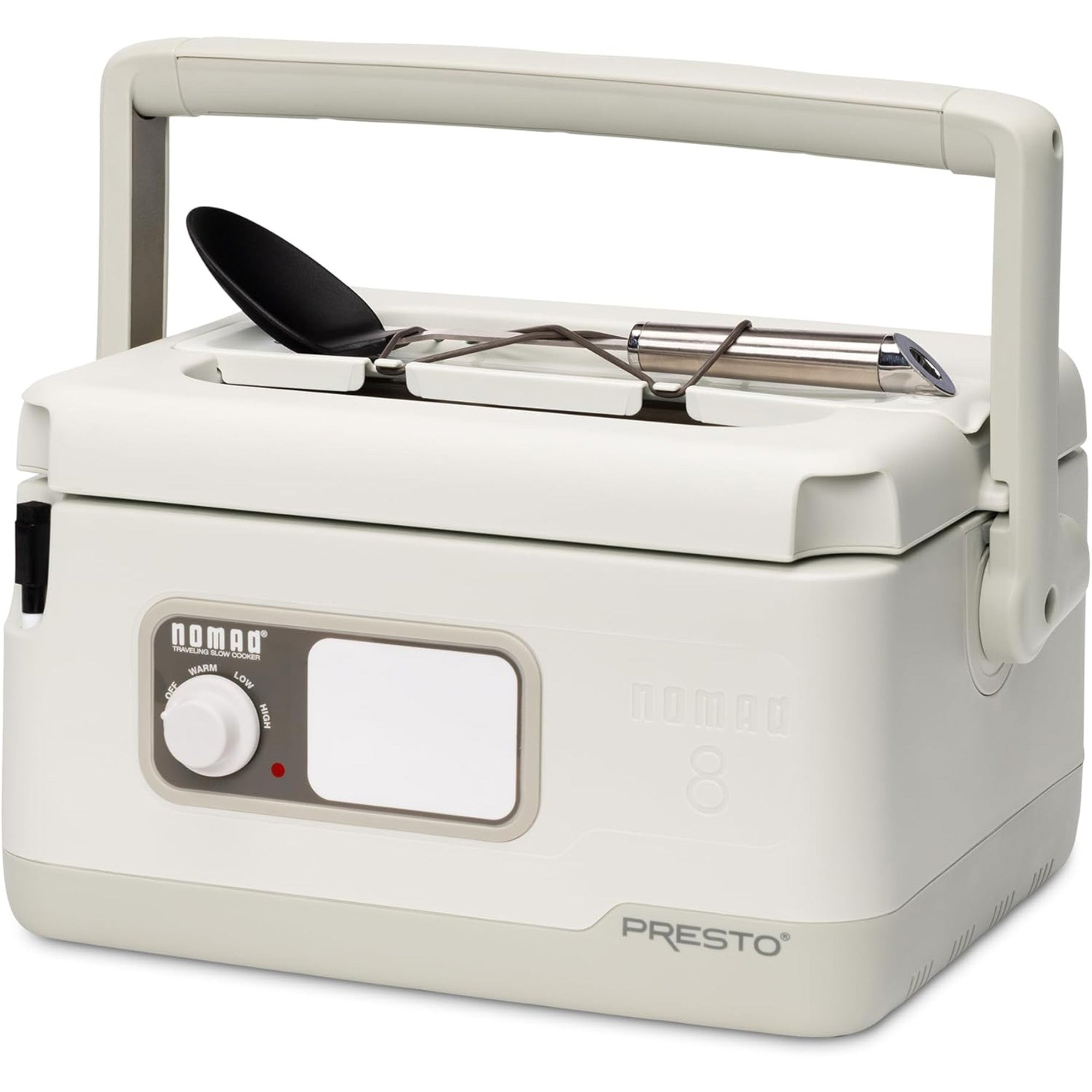 Presto 06030 8 Quart Nomad Portable Electric Slow Cooker with Locking Lid, White