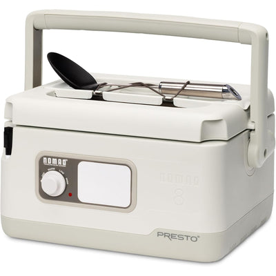 Presto 06030 8 Quart Nomad Portable Electric Slow Cooker with Locking Lid, White