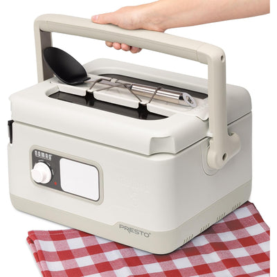 Presto 06030 8 Quart Nomad Portable Electric Slow Cooker with Locking Lid, White