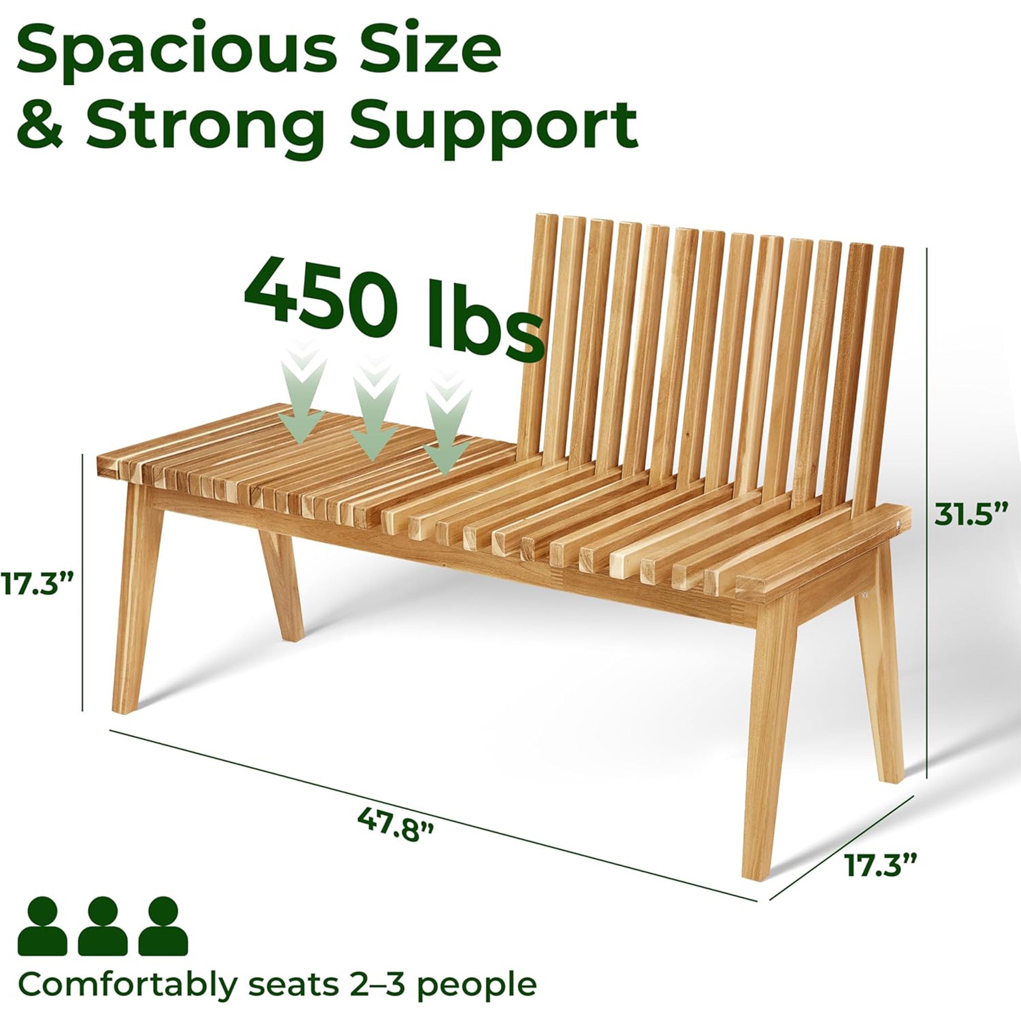Melino 47 Inch 3-in-1 Convertible Acacia Wood Bench for Indoors and Outdoors