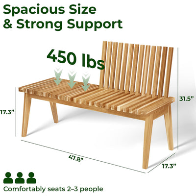 Melino 47 Inch 3-in-1 Convertible Acacia Wood Bench for Indoors and Outdoors