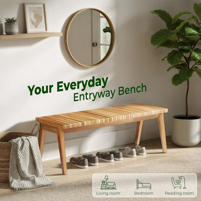 Melino 47 Inch 3-in-1 Convertible Acacia Wood Bench for Indoors and Outdoors