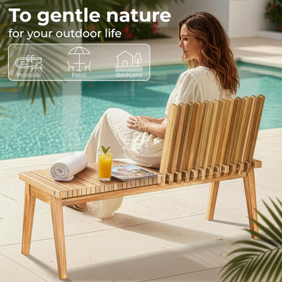 Melino 47 Inch 3-in-1 Convertible Acacia Wood Bench for Indoors and Outdoors
