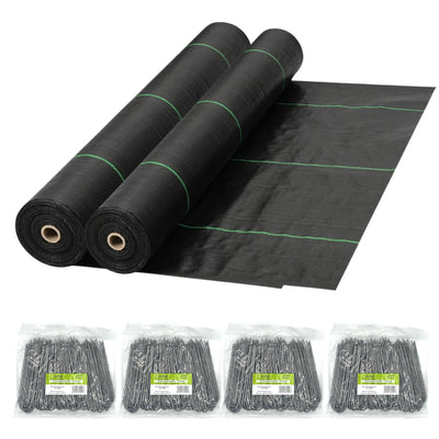 DeWitt 2 Pack Earthmat Woven Ground Cover, 6" U-Shaped Anchor Pins, 400 Count
