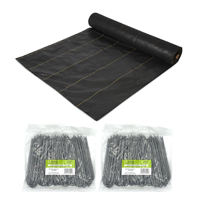 DeWitt Sunbelt Weed Barrier Ground Cover and 2 Pack Anchor Pins for Landscaping
