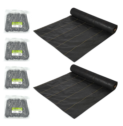 DeWitt 2 Pack Sunbelt Weed Barrier Cover and 4 Pack Anchor Pins for Landscaping