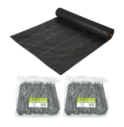 DeWitt Sunbelt Weed Barrier Ground Cover and 2 Pack Anchor Pins for Landscaping