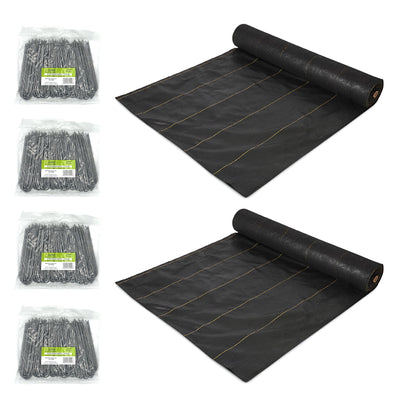 DeWitt 2 Pack Sunbelt Weed Barrier Cover and 4 Pack Anchor Pins for Landscaping