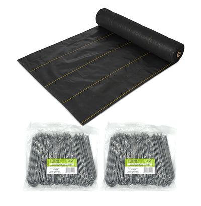 DeWitt P4 Pro 5 Landscape Weed Barrier & 2 Pack U-Shaped Rounded Top Anchor Pins