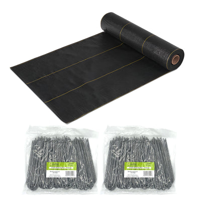 DeWitt Sunbelt Weed Barrier Ground Cover and 2 Pack Anchor Pins for Landscaping