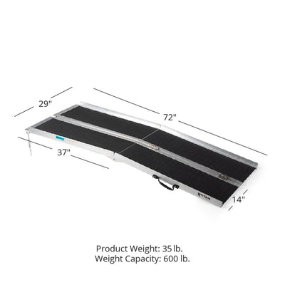 Titan Ramps 6 Foot Multi-Fold Aluminum Wheelchair Ramp, 600 Pound Cap (Open Box)