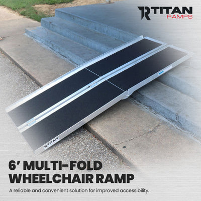 Titan Ramps 6 Foot Multi-Fold Aluminum Wheelchair Ramp, 600 Pound Capacity - VMInnovations