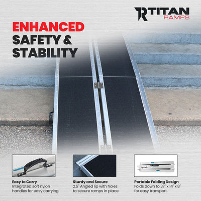 Titan Ramps 6 Foot Multi-Fold Aluminum Wheelchair Ramp, 600 Pound Capacity - VMInnovations