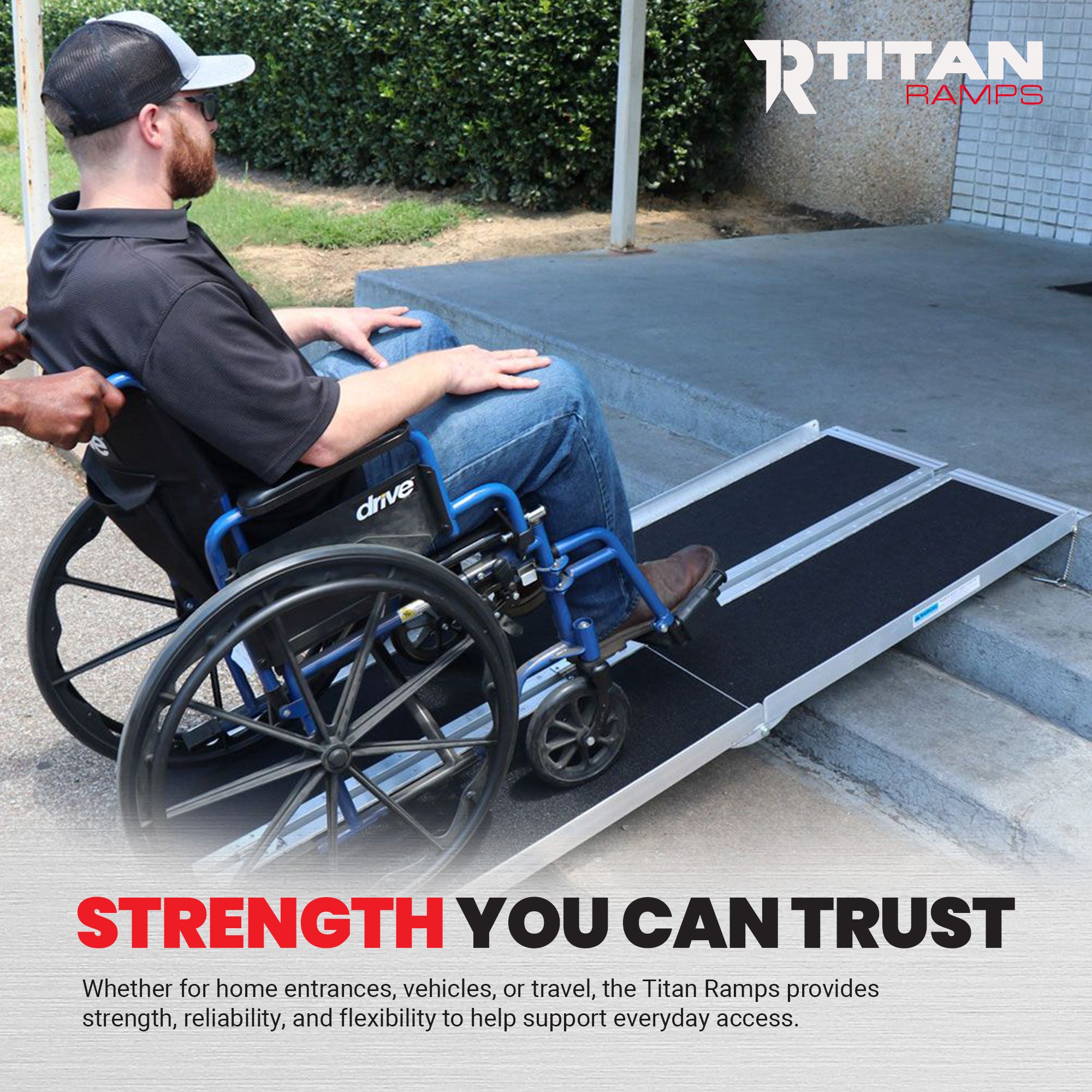 Titan Ramps 6 Foot Multi-Fold Aluminum Wheelchair Ramp, 600 Pound Capacity - VMInnovations