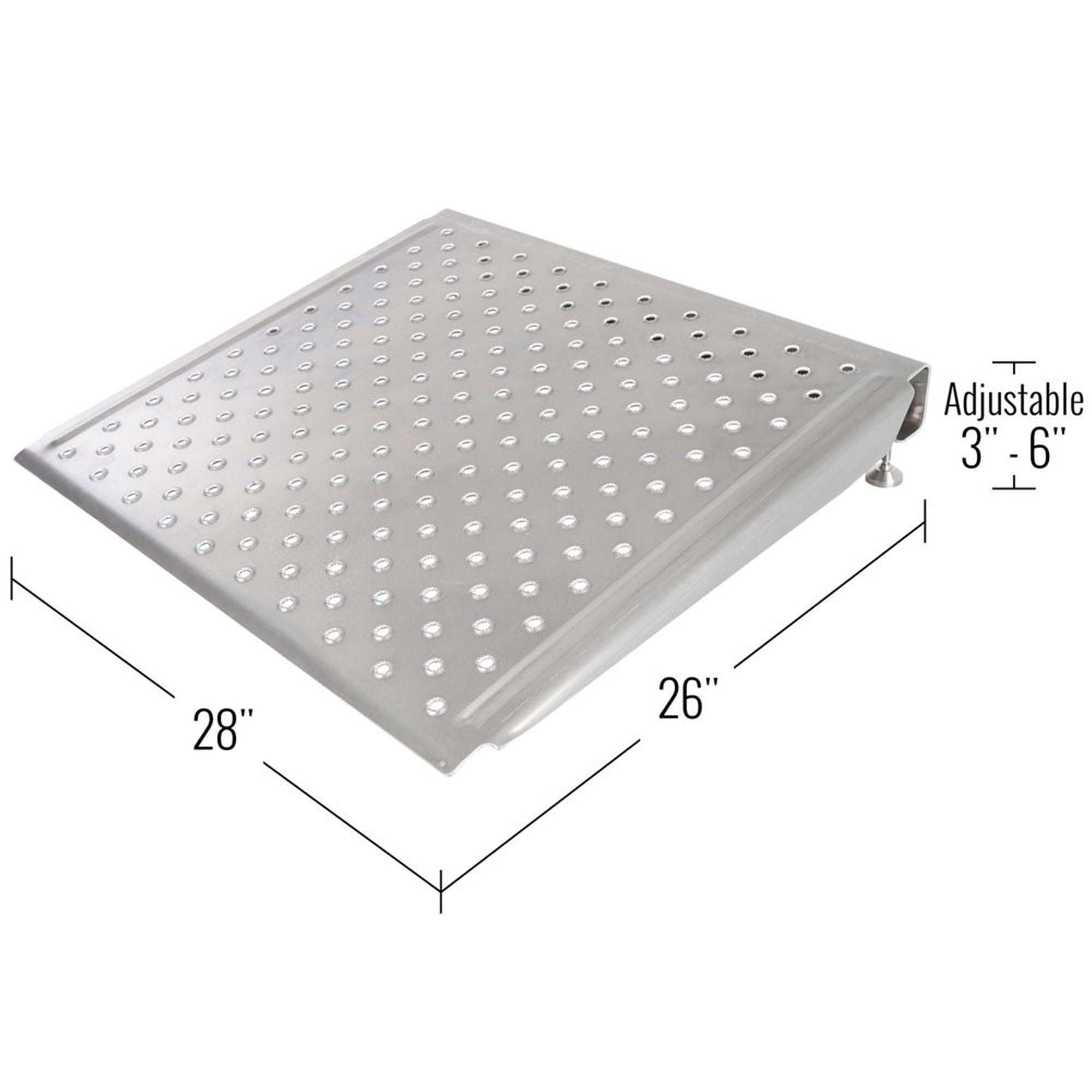 Silver Spring 26 Inch Adjustable Aluminum Wheelchair Door Threshold Ramp, Silver