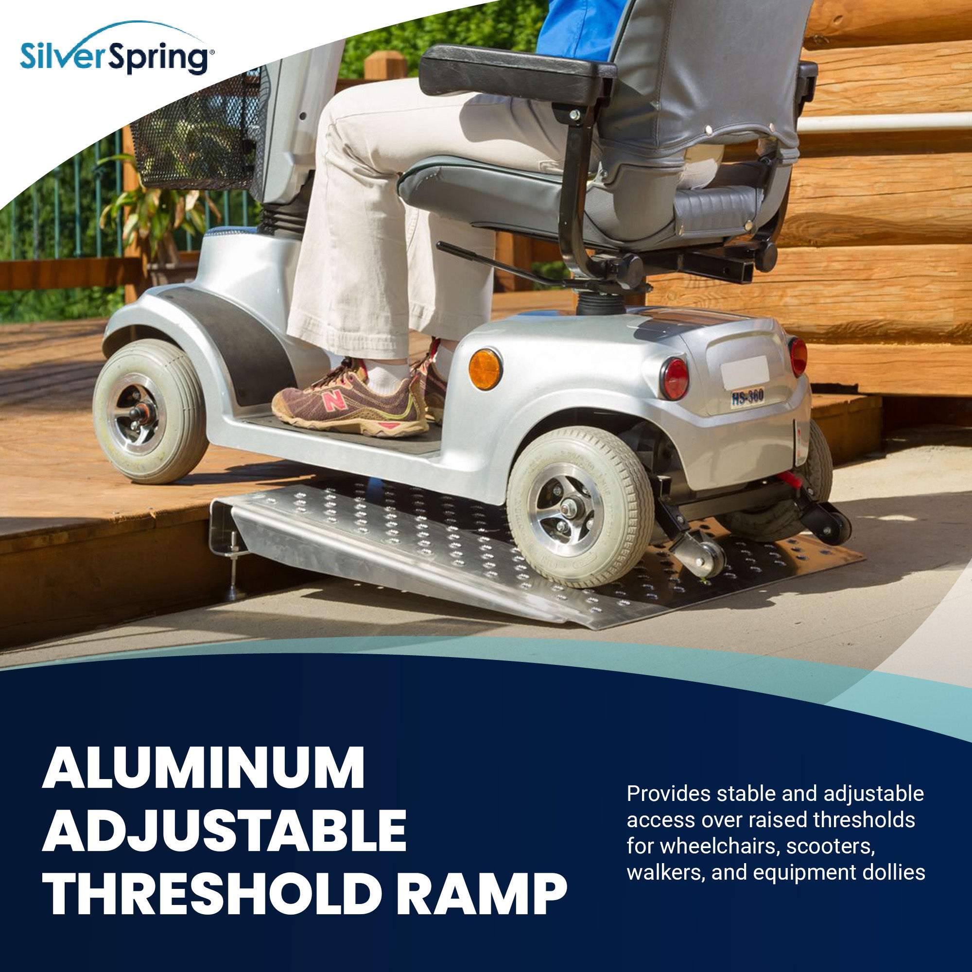 Silver Spring 26 In Adjustable Aluminum Wheelchair Door Threshold Ramp(Open Box)